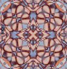 Kaleidoscopic Quilt, Corel Painter software, palette of light blues, tans, and browns