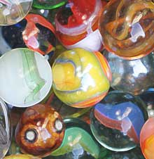 Colorful pile up of glass marbles.