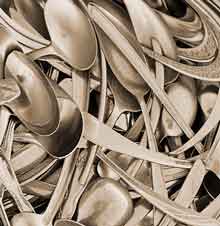 Box of spoons found at flea market transformed by Photoshop filter called Flexify